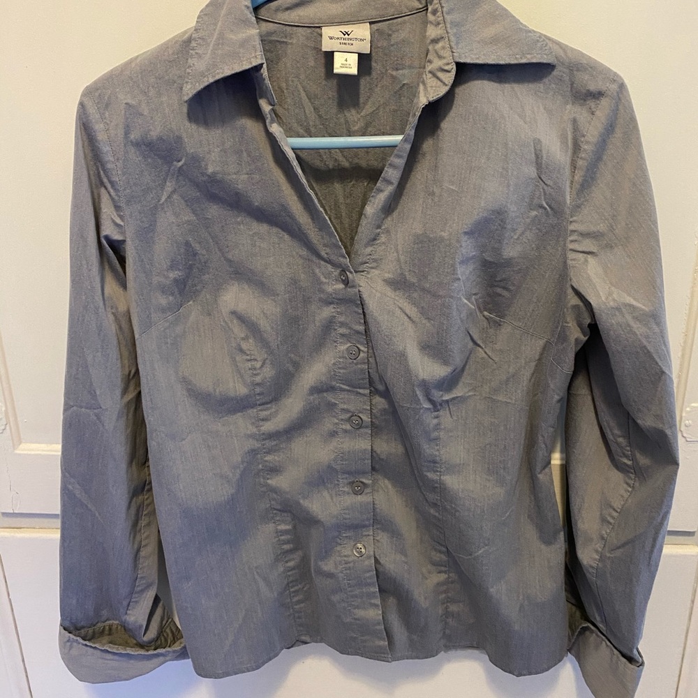 Gray button up blouse